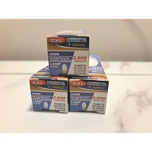TOPAZ CXL Incandescent Applicance Lamp Clear 15W 130V T8 Shape E17 Base Lot of 3